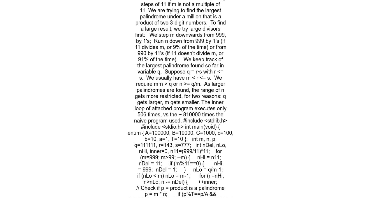 Find the largest palindrome made from the product of two 3digit numbers