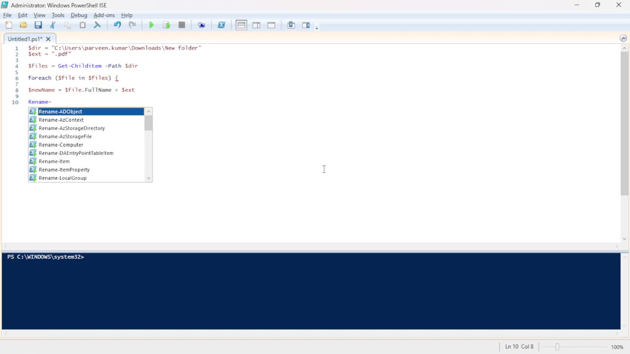 Batch Rename PDF Files in a Directory using PowerShell