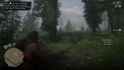 Riding on a horse in red dead