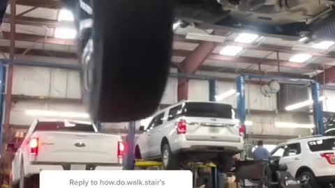 Technical guy installs tires.