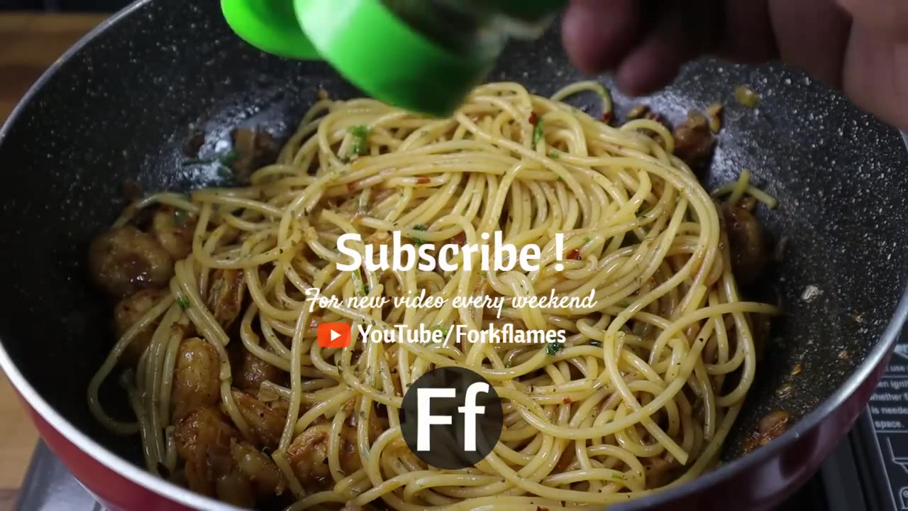 Spicy Butter Garlic Shrimp Pasta Recipe _ Prawn Pasta