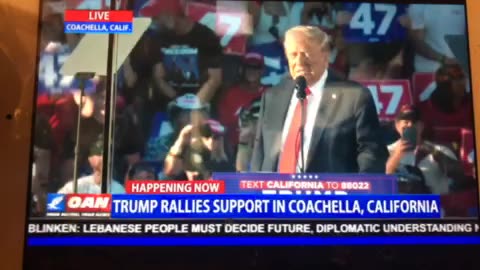 🦅 OANN Donald Trump rallies support in Coachella California Saturday 08:45 pm