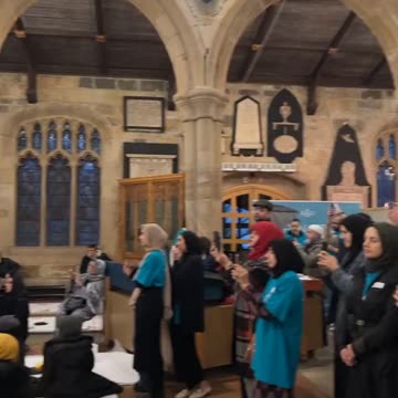 Ramadan celebrations inside of Bradford cathedral, England