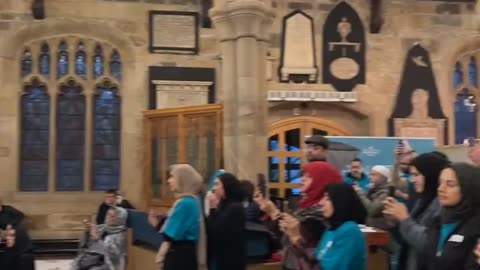 Ramadan celebrations inside of Bradford cathedral, England