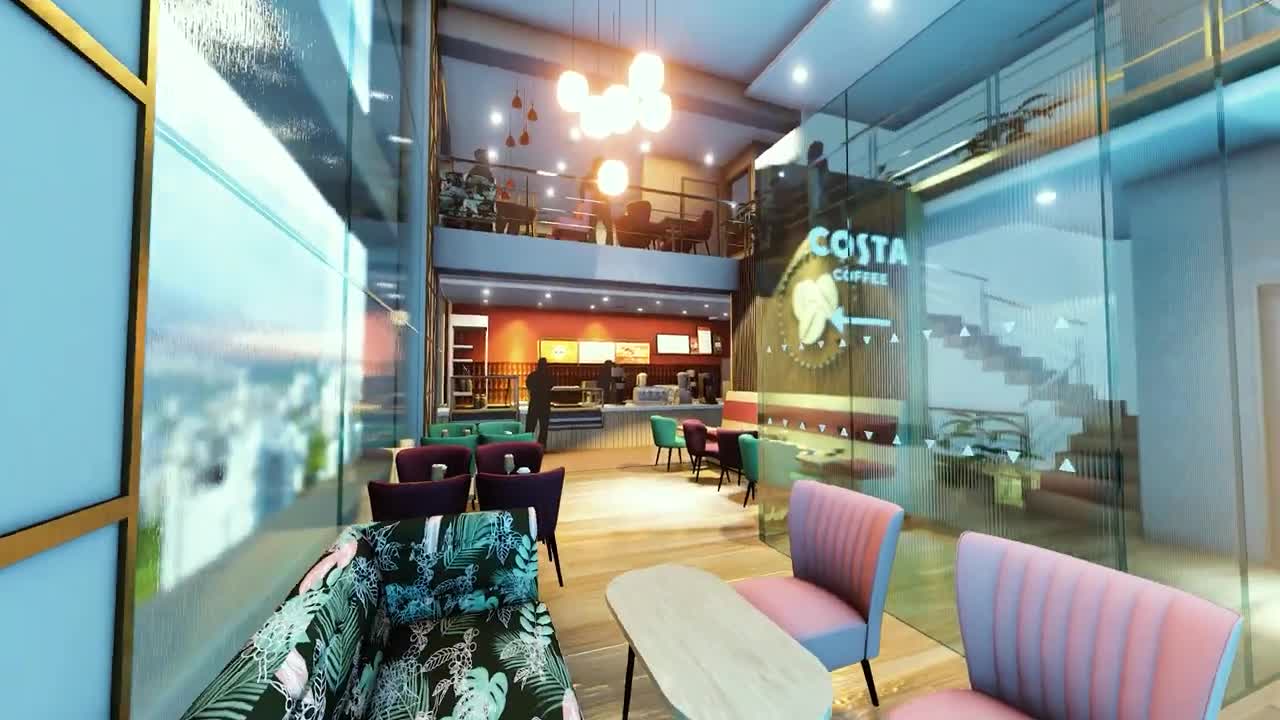 Cafe interior 3d animation