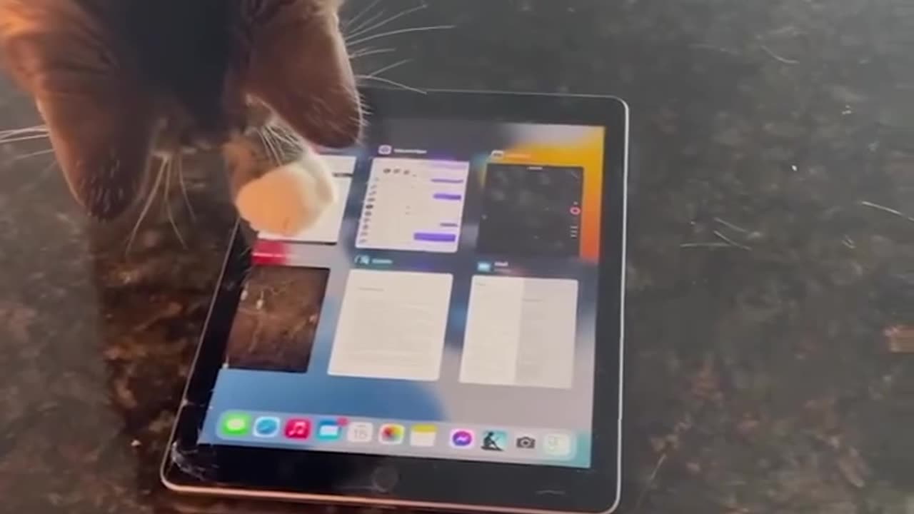 The cat launched the game on the tablet by itself