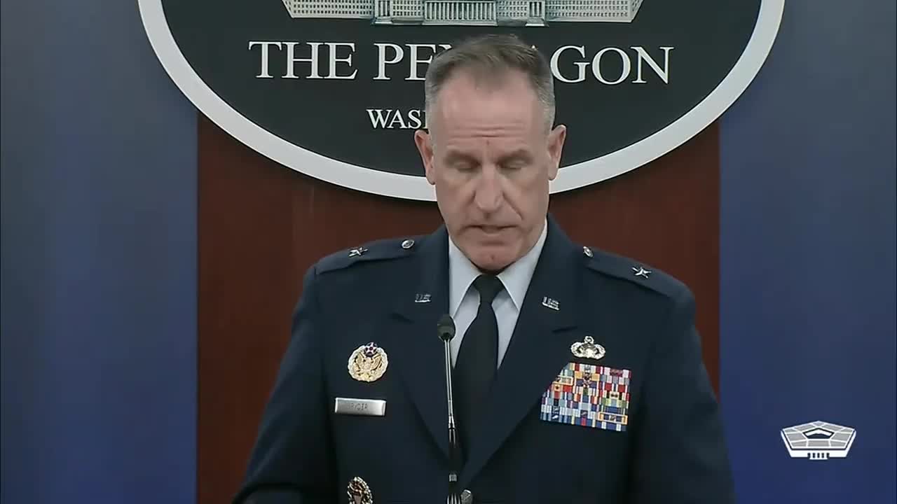 Pentagon Press Secretary Air Force Brig. Gen. Pat Ryder briefs the news media at the Pentagon