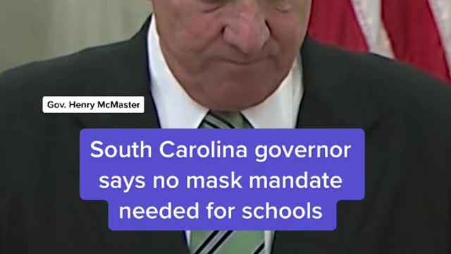 South Carolina governor says no mask mandate needed for schools