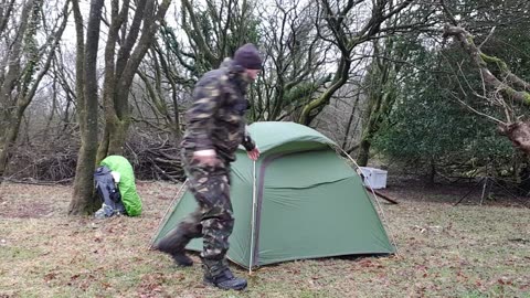 Placing the part of tent into the wind 20th March 2023