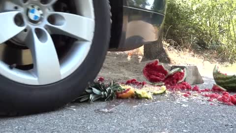 Crushing Crunchy & Soft Things by Car! EXPERIMENT CAR VS FRUITS