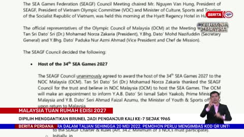 BERITA PERDANA – MALAYSIA TUAN RUMAH EDISI 2027