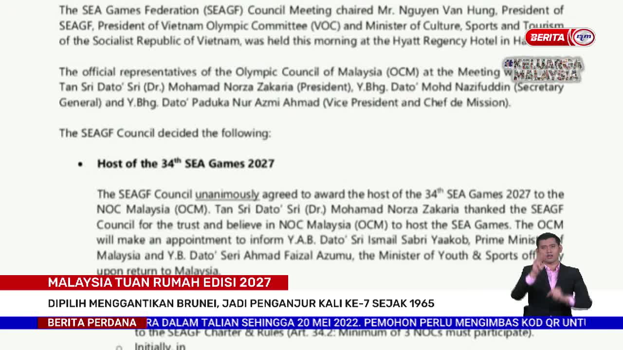 BERITA PERDANA – MALAYSIA TUAN RUMAH EDISI 2027