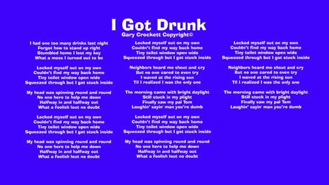 I Got Drunk Song