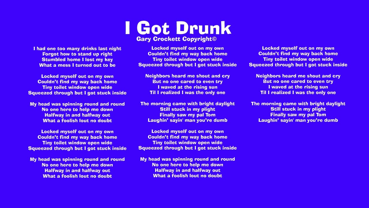 I Got Drunk Song