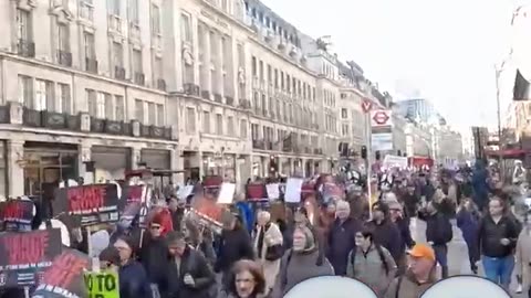 A demonstration took place in London against the war