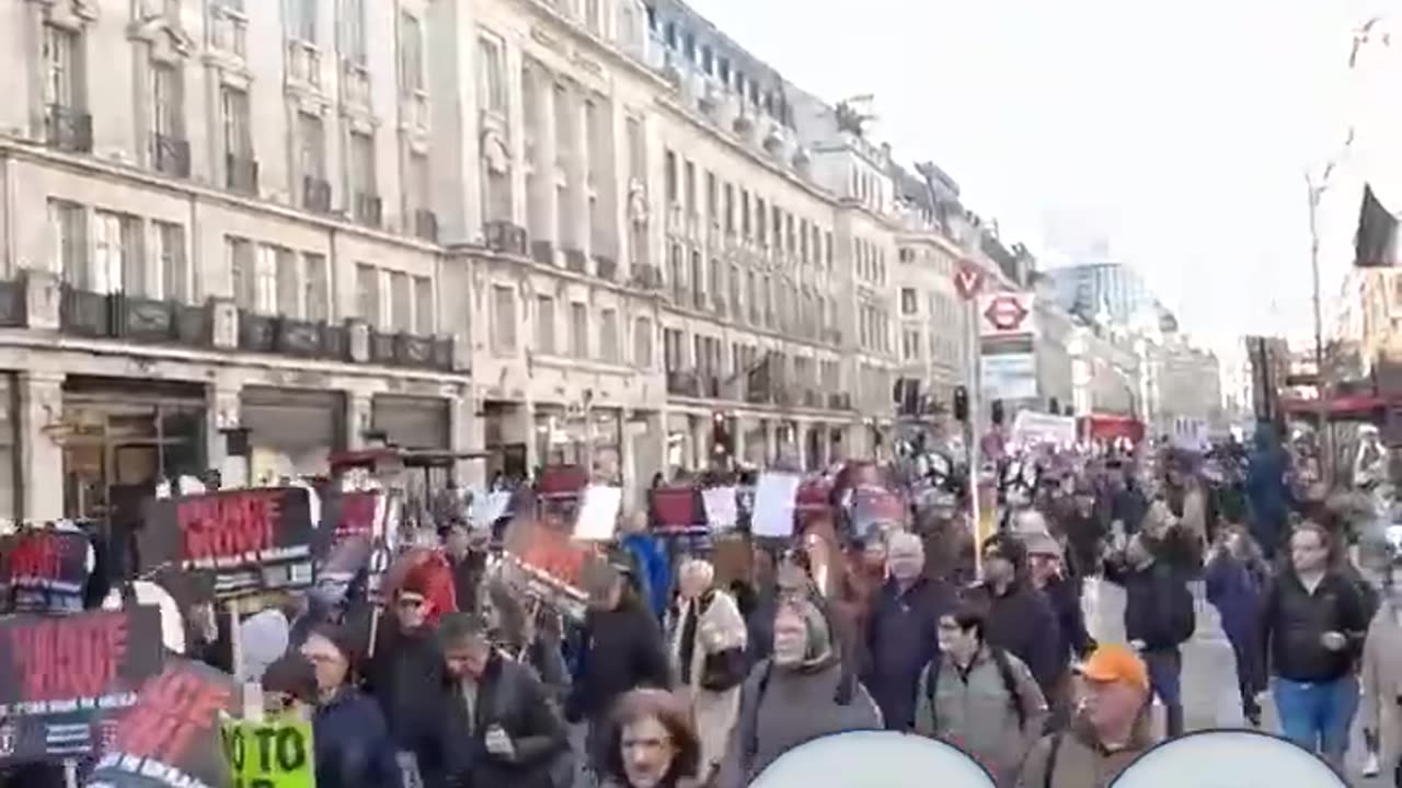 A demonstration took place in London against the war