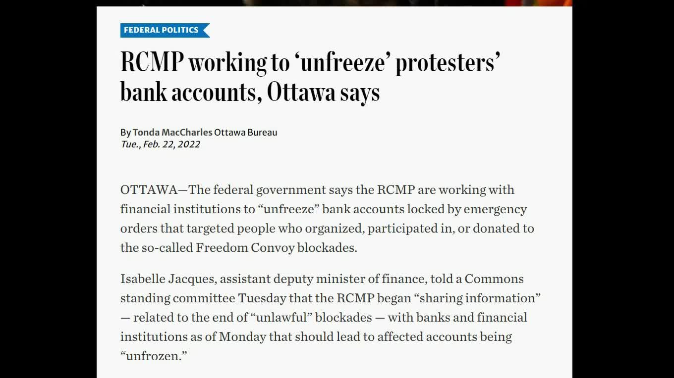 BOOMERANG! Canada Now Desperately Moves to UNFREEZE Protesters Bank Accounts