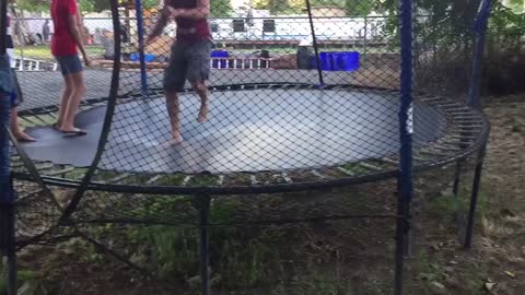 Dad does front flip and back flip!