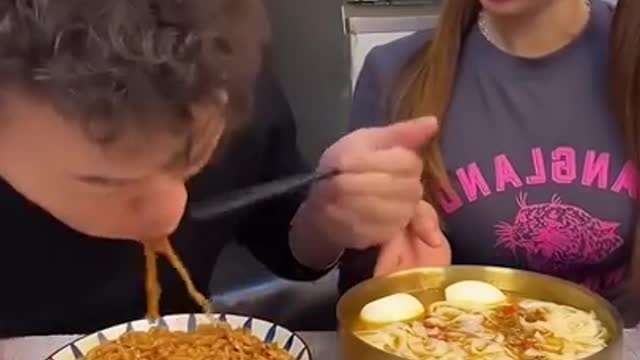 Unique Funny Mukbang Husband and Wife Eating