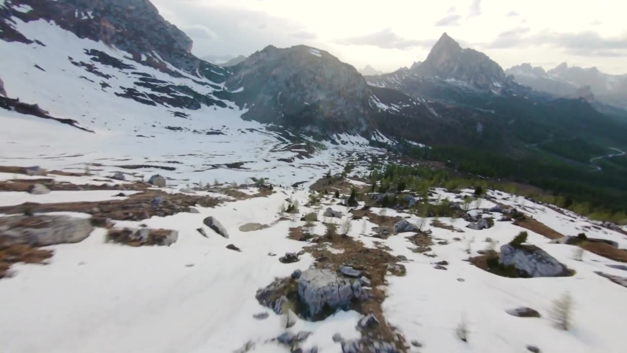 [Drone Freestyle] Mountain Landscape With Snow | Free Stock Footage