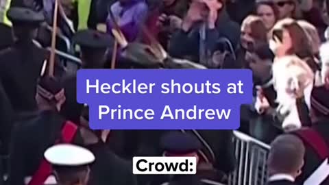 Heckler shouts atPrince Andrew