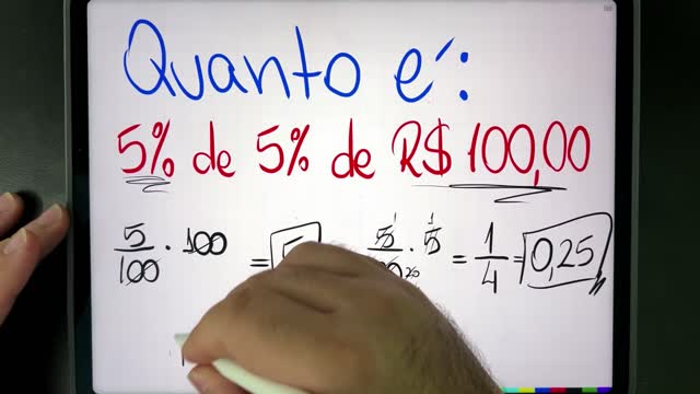 🤯 MATEMÁTICA BÁSICA DESBUGADA - 5% de 5% de R$ 100,00 Você Consegue Resolver essa Porcentagem