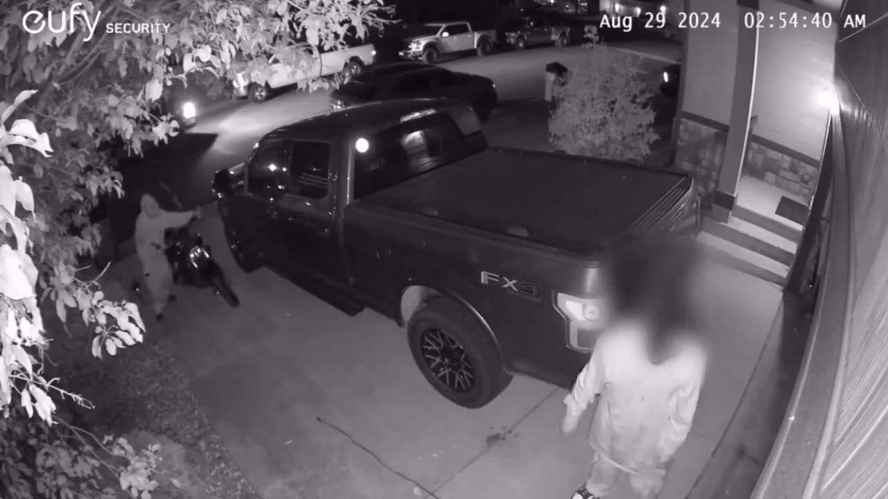 Masked gang waving AR-style rifle attacks a home in a Denver suburb