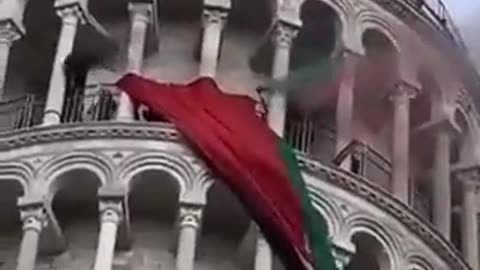 Pro Palestine protesters take over the Pisa Tower in Italy