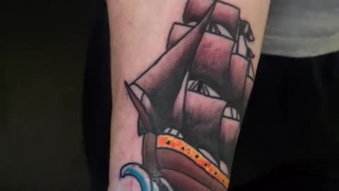 Traditional ship tattoo