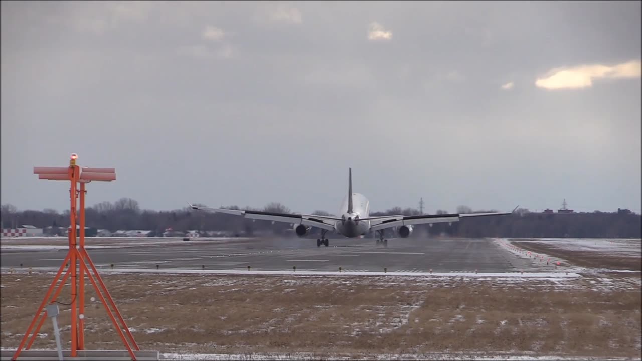 Plane Smooth Landing At Montreal Airport