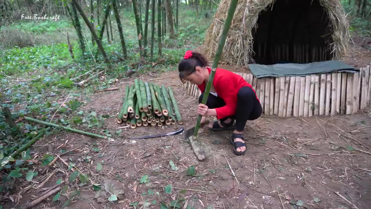 Camouflage Survival Shelter, Bushcraft Hut Complete, Survival Alone - Free Bushcraft #53