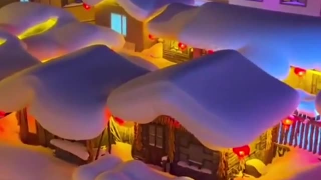 The Chinese landscape lights up the snow-covered city