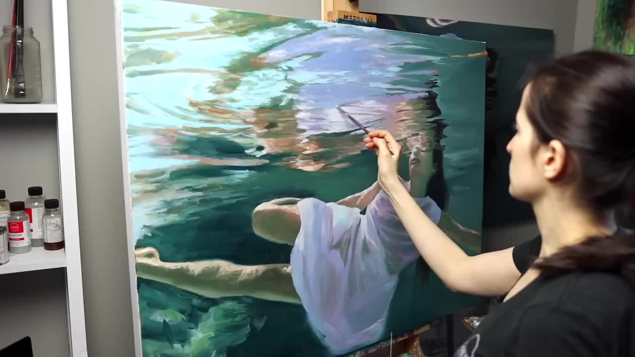 I painted myself underwater (it took 4 months) | Oil Painting Time Lapse | Realistic Water