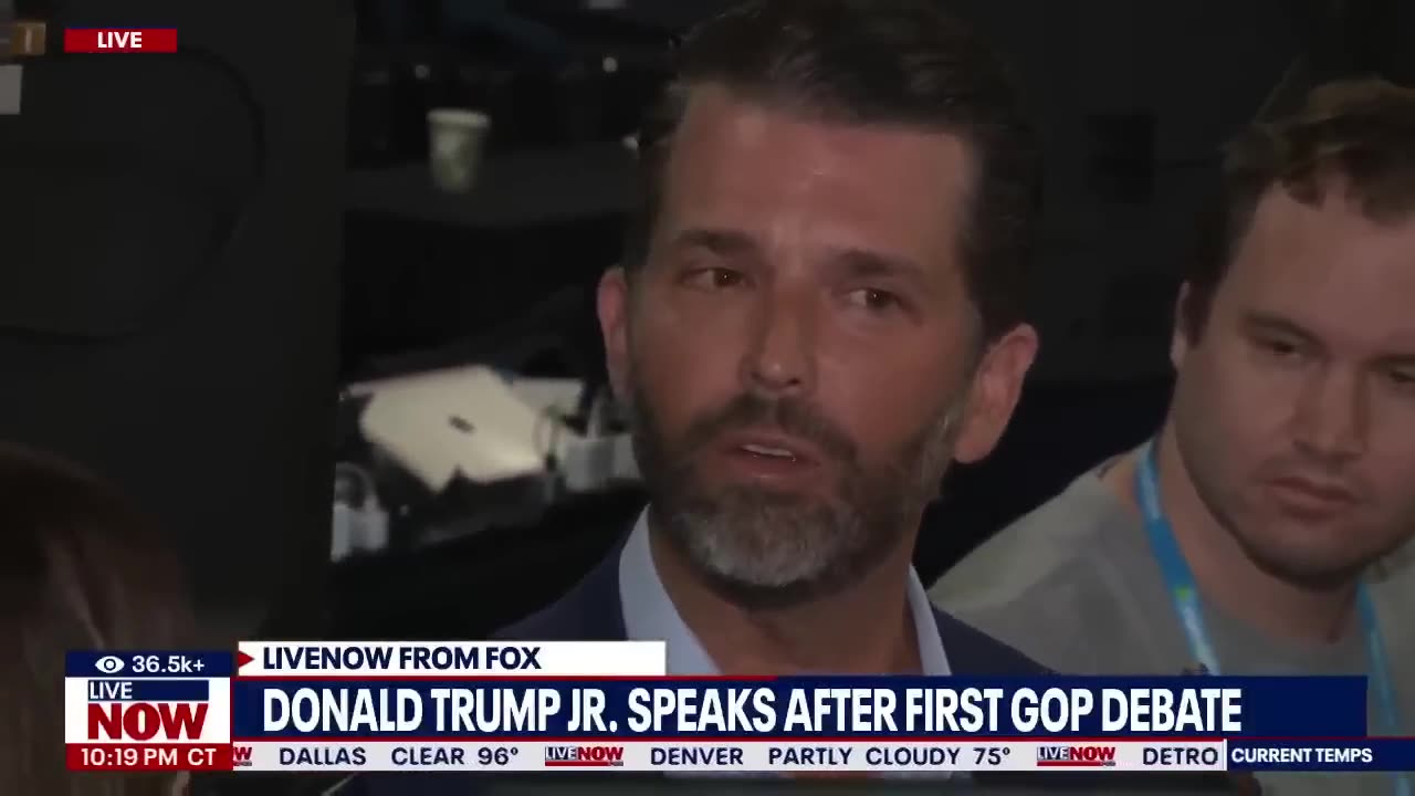 Donald Trump Jr. speaks after GOP debate, says he hasn't spoken with his dad | LiveNOW from FOX