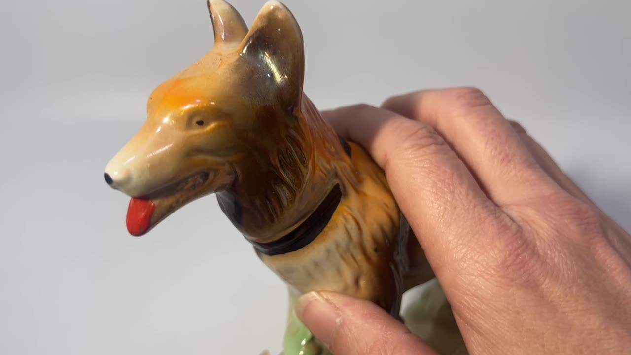 Vintage Ceramic German Sheperd Dog Figurine 'Made in Brazil' 8.50" L