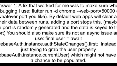 Flutter web issue with persistence session in firebase auth after page refresh