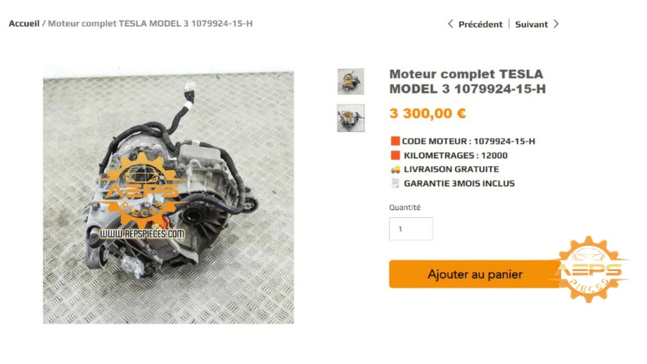 AEPSPIECES.COM - Moteur complet TESLA MODEL 3 1079924-15-H