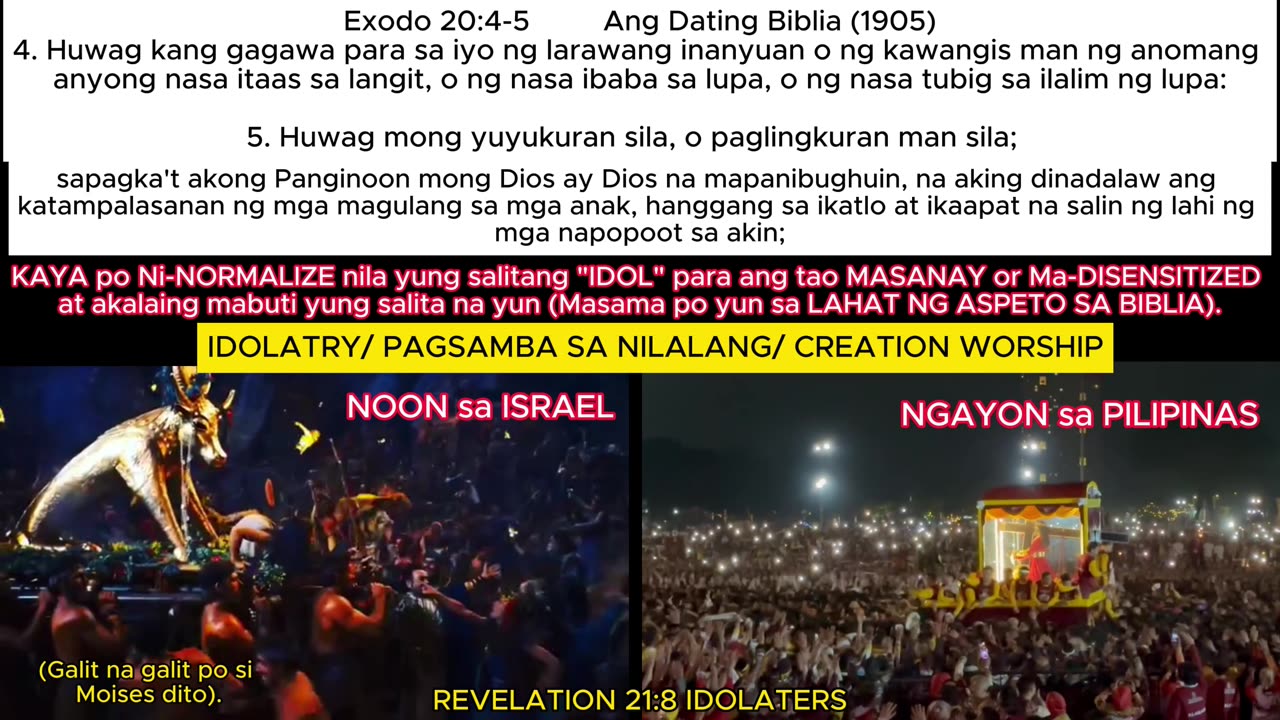 BAWAL PO NG DIOS ANG PAGSAMBA SA MGA DIOS-DIOSAN (PHYSICAL & SPIRITUAL IDOLATRY) OR CREATION WORSHIP