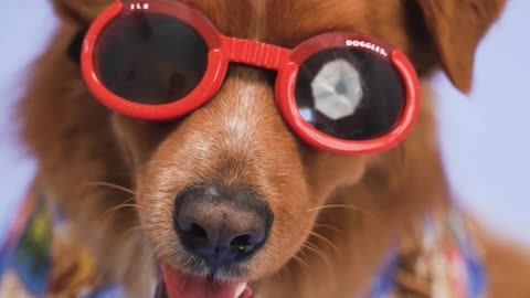 A Dog with Red Sunglasses