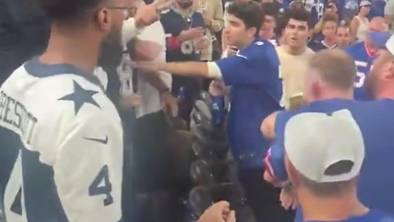 Cowboy fans get into a brawl during the game against the