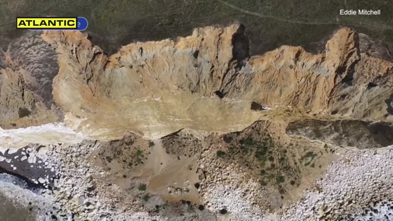 Drone footage reveals scale of destruction after cliff face collapses