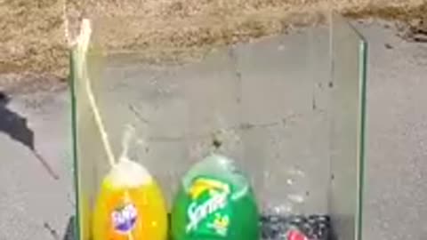 Coca Cola Fanta Sprite and Mentos in Balloons