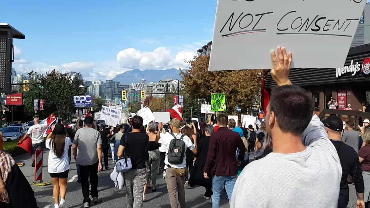 Anti vaccine passport rally Vancouver Canada