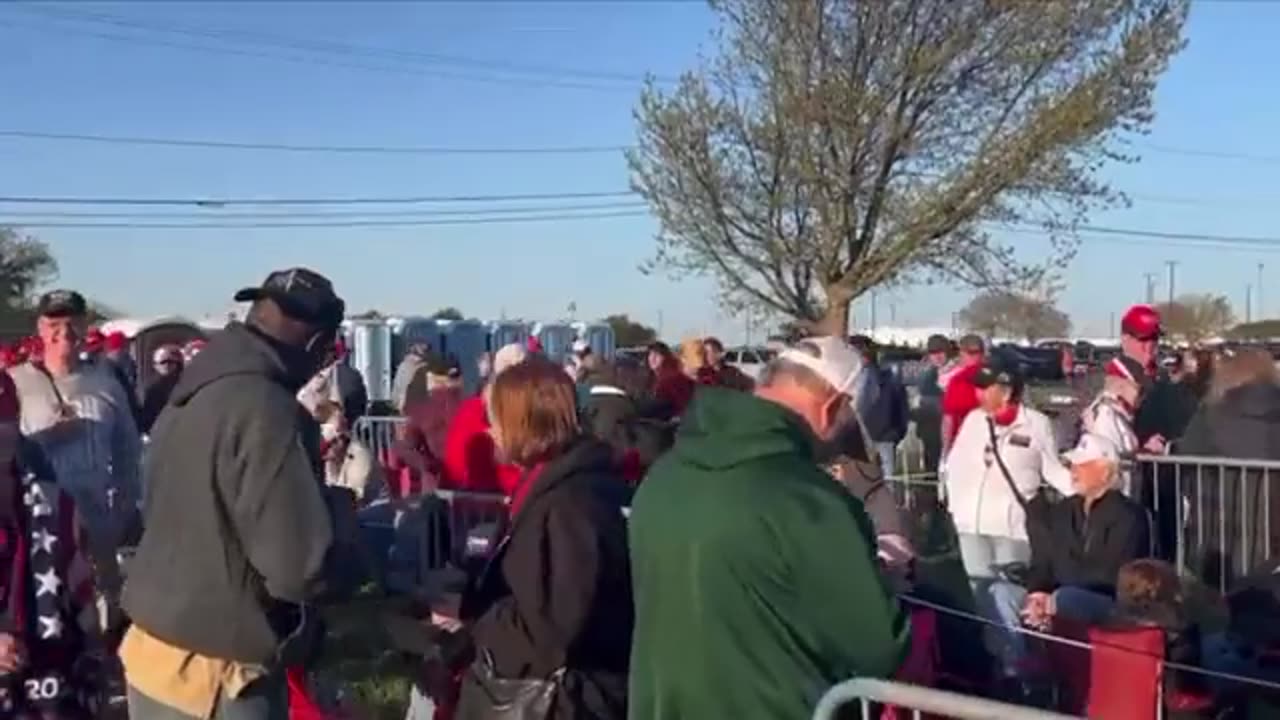 Lining up for the Trump Rally in Waco Texas this afternoon and having a blast.