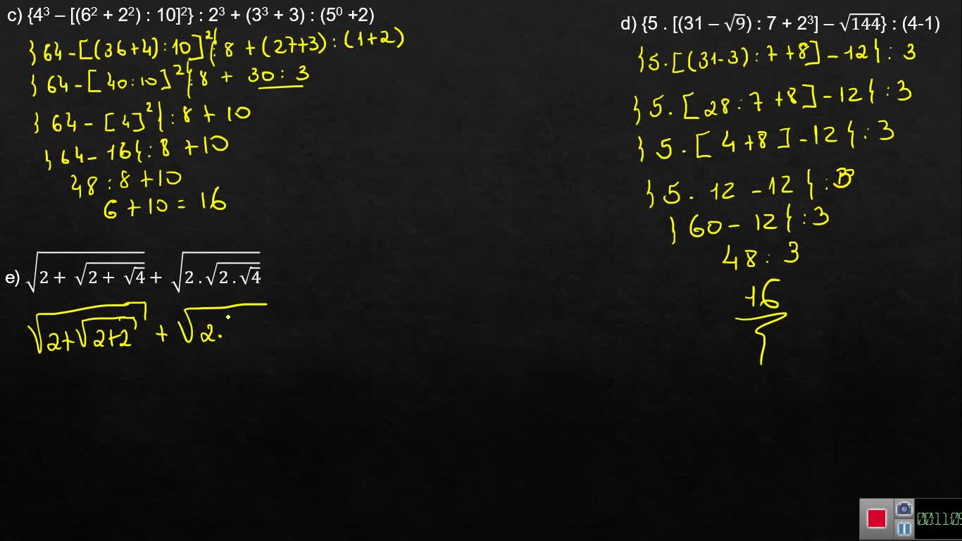 Sefa 6º Ano - Revisão Matemática – Capítulo 1 - Parte 3 - Radiciação - Nº 14 e 15.