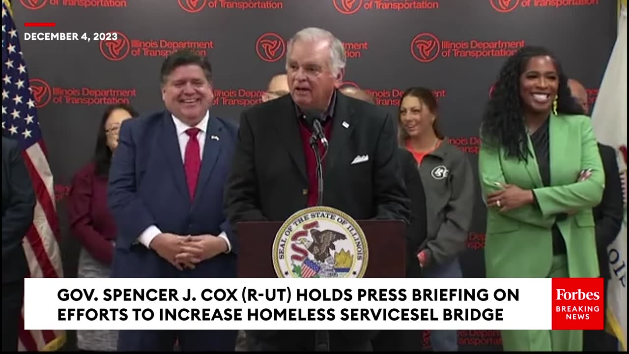 Illinois Gov. J.B. Pritzker Holds Press Briefing On Bob Michel Bridge Restoration Completion