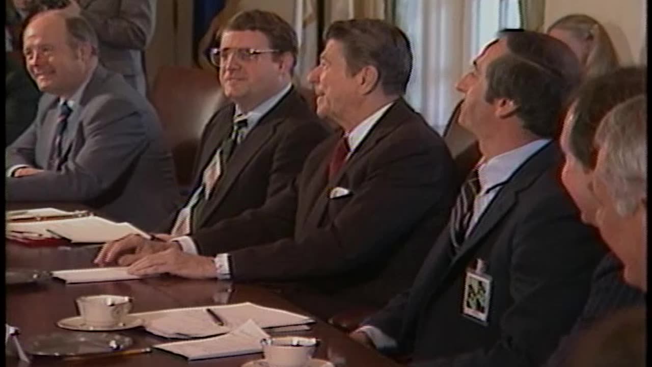 President Reagan having Lunch with Vice President Bush in the Oval Office.