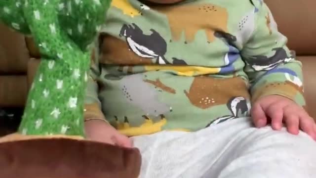 Cute Babies Playing with Dancing Cactus(Hilarious)