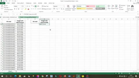 Merubah format Tanggal di Excel