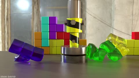 Tetris vs Hydraulic Press - Water, Slime Wood Metal and more